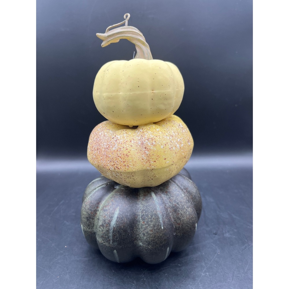 Stacked Tiered Pumpkin Decor Fall Autumn Harvest Tabletop Accent 8" x 4.5"